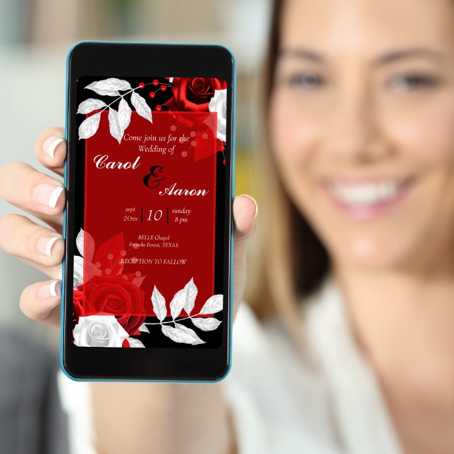 budget luxury floral black, white and red  wedding flyer (Creator Uploaded)