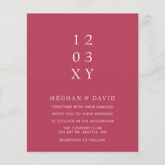 Budget Magenta Modern Wedding Invitation