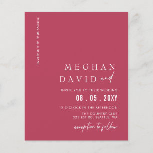 Budget Magenta Modern Wedding Invitation