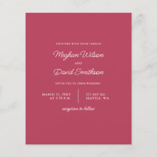 Budget Magenta Modern Wedding Invitation