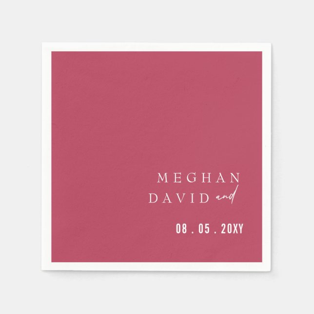 Budget Magenta Modern Wedding  Napkins (Front)