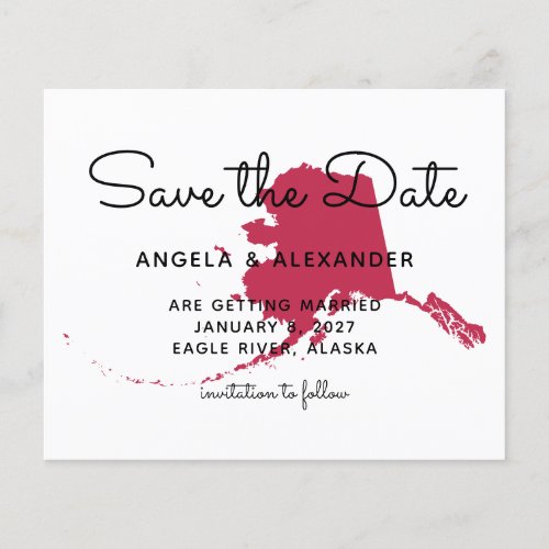 Budget Magenta Red Alaska Wedding Save the Date