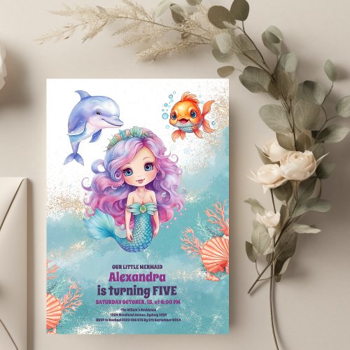 Budget Magical Mermaid  Birthday Party Flyer