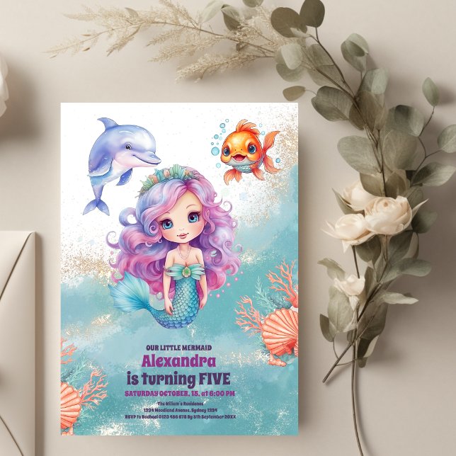 Budget Magical Mermaid  Birthday Party Flyer (Creator Uploaded)