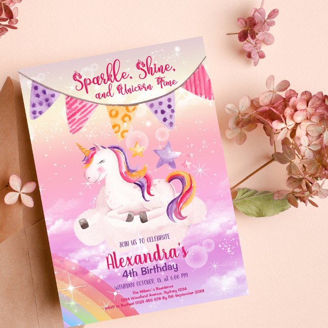 Budget Magical Unicorn Rainbow Birthday Party Flyer (Creator Uploaded)