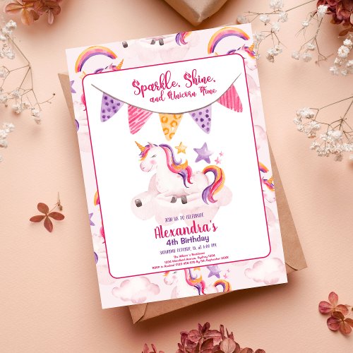 Budget Magical Unicorn Rainbow Birthday Party Flyer