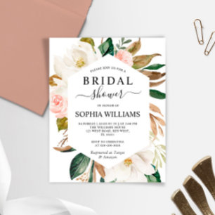 Budget Magnolia Frame Bridal Shower Invitation