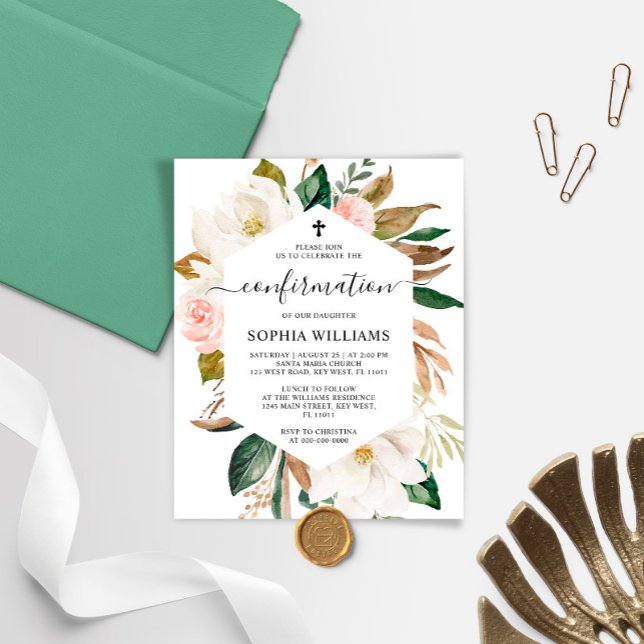 Budget Magnolia Frame Confirmation Invitation (Creator Uploaded)