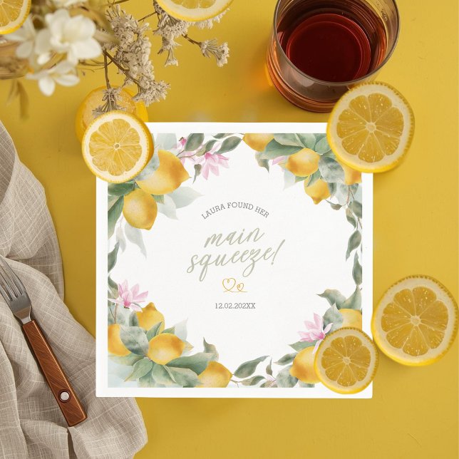 Budget Main Squeeze Lemon Wreath Bridal Shower Napkins (Creator Uploaded)