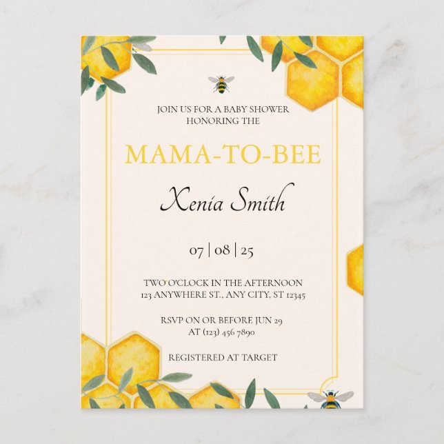 Budget Mama-to-bee baby shower invitation (Front)