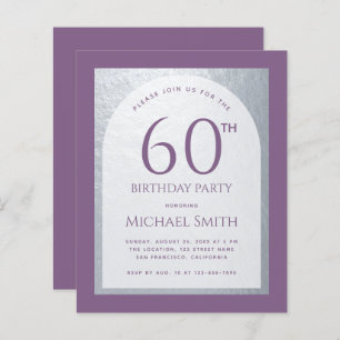 Budget Man Birthday Dusty Purple Silver Invitation
