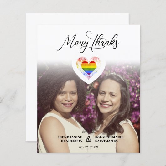 Budget Many Thanks LGBT Rainbow Pride Heart Photo (Front/Back)