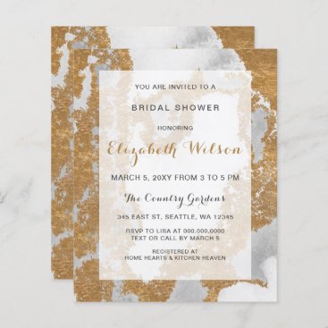 Budget Marble Gold Bridal Shower Invitation