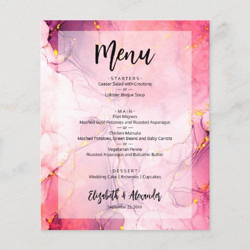 Budget Marble Wedding Menu Flyer