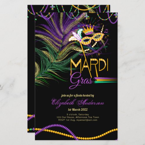 BUDGET MARDI GRAS 2022 Feathers Mask Beads 