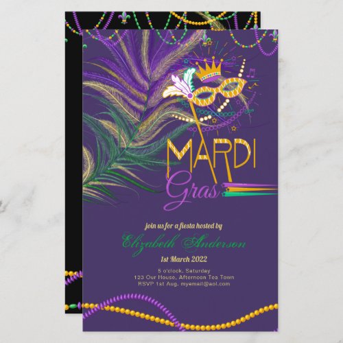 BUDGET MARDI GRAS 2022 Feathers Mask Beads 