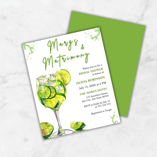 Budget Margs and Matrimony Bridal Shower Invite  (Budget Margs and Matrimony Bridal Shower Invitation )