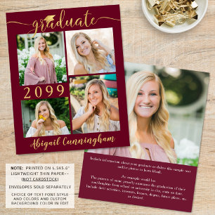 Budget Maroon Gold 5 Photo Graduate Announcement