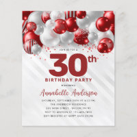 Budget Maroon Red Silver Balloon Glitter Birthday