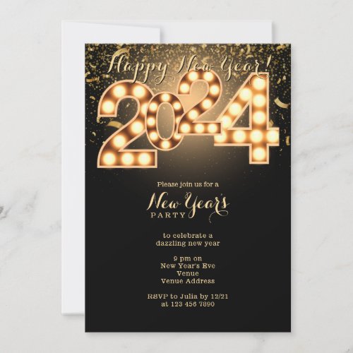 Budget Marquee Typography New Years Eve Party Invitation