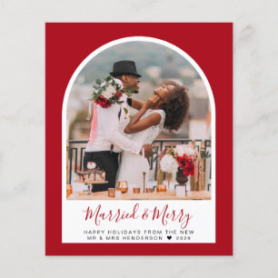 Budget Married Merry Arch Photo Red Holiday Card