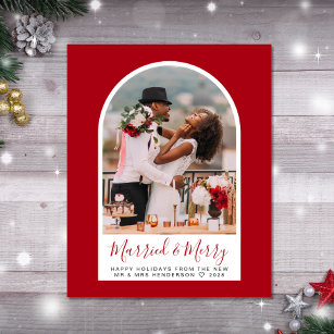 Budget Married Merry Christmas Arch Photo Card