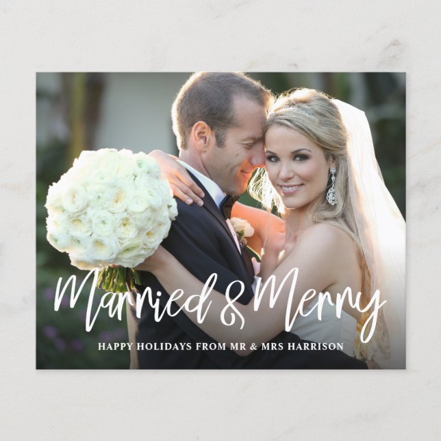 Budget Married Merry Script Photo Holiday (Front)