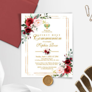 Budget Marsala & Gold Chalice Communion Invitation