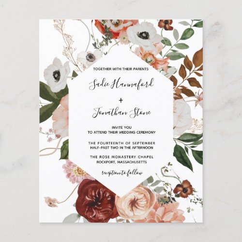 Budget Marsala Pink Terracotta Floral Wedding