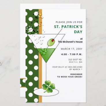 Budget Martini St Patricks Day Party Invitation