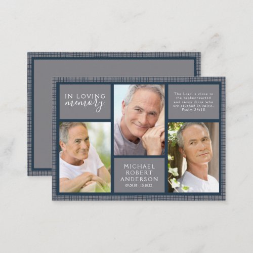 BUDGET Masculine Photo Funeral Thank You Note Card