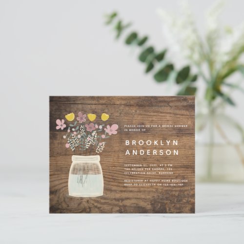 BUDGET Mason Jar Bridal Shower Invitation