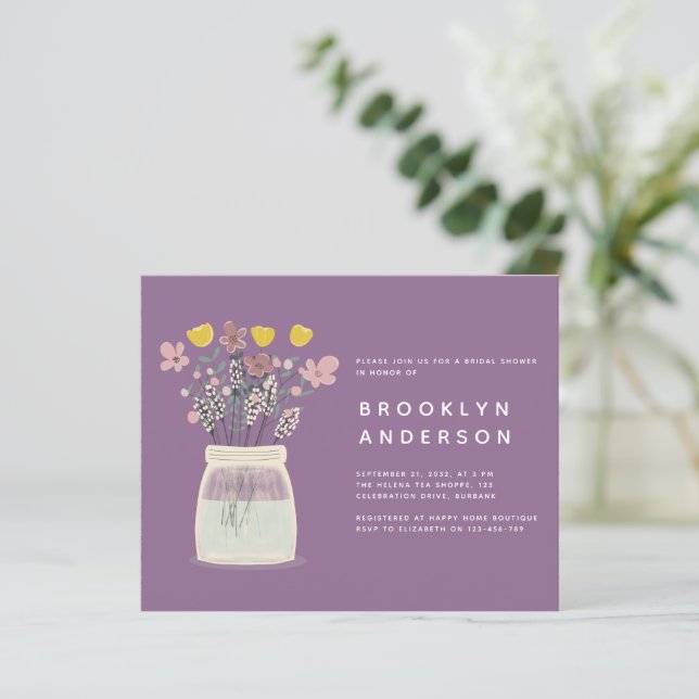 BUDGET Mason Jar Bridal Shower Invitation (Standing Front)