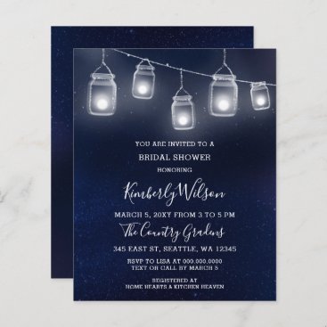 Budget Mason Jars Bridal Shower Invitation