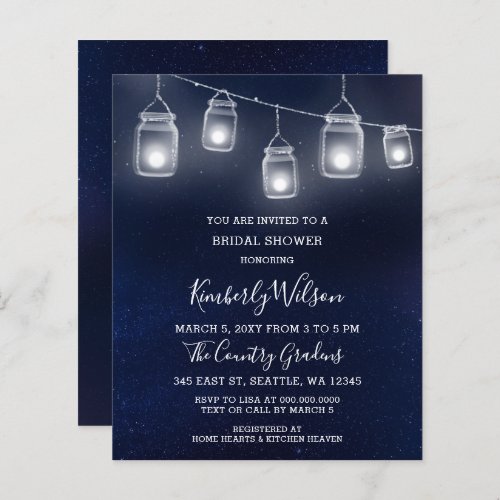 Budget Mason Jars Bridal Shower Invitation