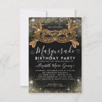 Budget Masquerade Black Gold Glam Glitter Birthday