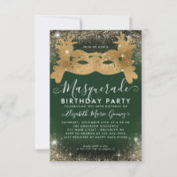 Budget Masquerade Green Gold Glam Glitter Birthday