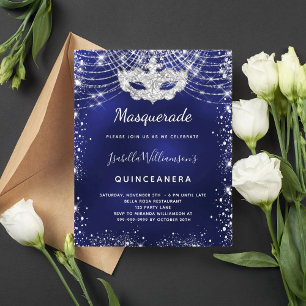 Budget Masquerade navy blue silver Quinceanera