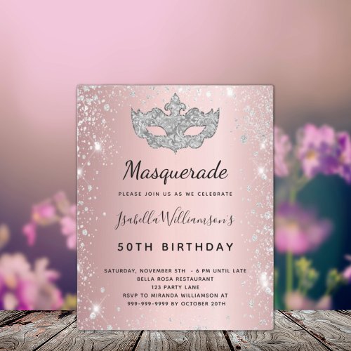 Budget Masquerade party blush pink silver glitter