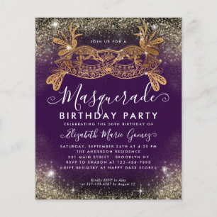 Budget Masquerade Purple Gold Glitter Birthday
