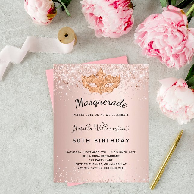 Budget Masquerade rose gold glitter birthday (Creator Uploaded)