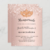 Budget Masquerade rose gold glitter Quinceanera (Front/Back)