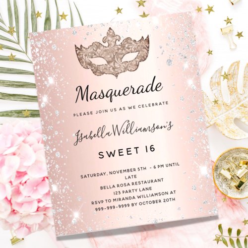 Budget Masquerade rose gold silver Sweet 16