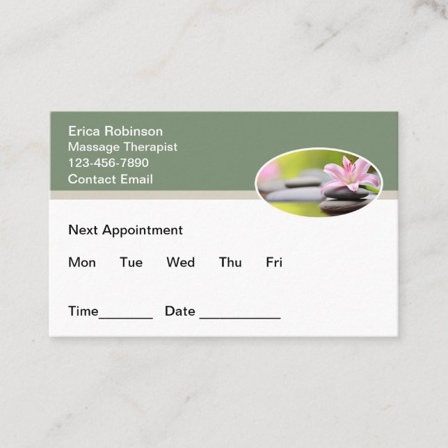 Budget Massage Therapy Appointment Business Cards (Front)