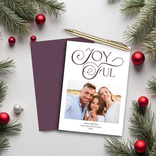 Budget Mauve Purple Joyful Christmas Photo (Creator Uploaded)