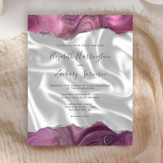 Budget Mauve Silver Agate White Silk Wedding (Creator Uploaded)