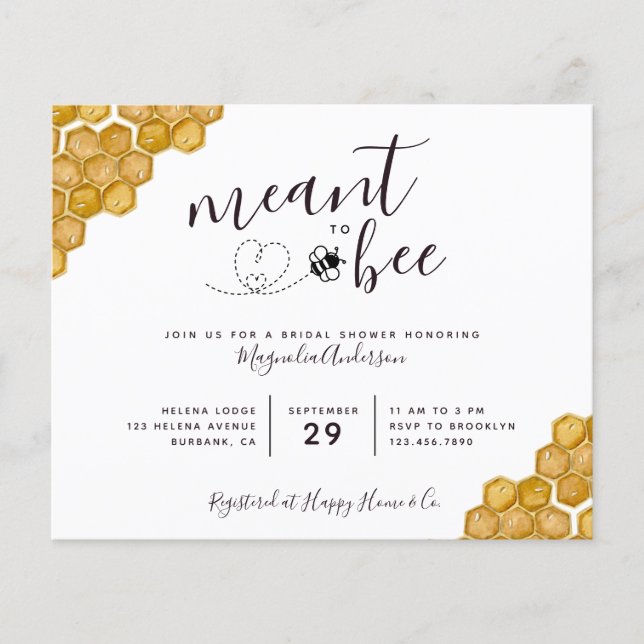 Budget Meant to Be Bridal Shower Invitation (Front)