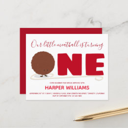 Budget Meatball One 1st Baby First Birthday Invite