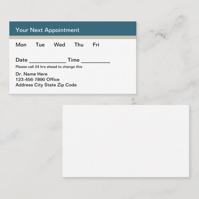 Budget Medical Appointment Cards Template (Front/Back)