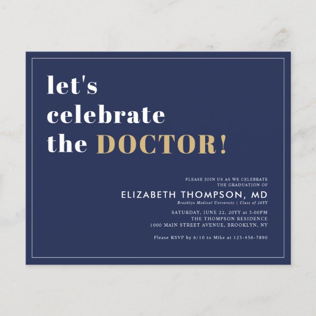 Budget Medical School Grad Doctor Graduation Party (Front)